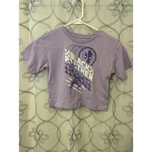 NEW GIRLS MARVEL BLACK PANTHER PURPLE CROPPED TOP SIZE Small‎  6-6X